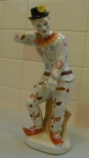 RARE Unique Hand Painted Porcelain/Ceramic Pierrot Harlequin Figurine 11" tall