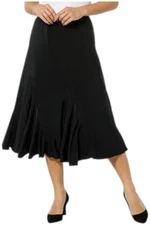 Antthony Spiral Seamed Midi Skirt Size Medium Elastic Waist Black Elegant NEW