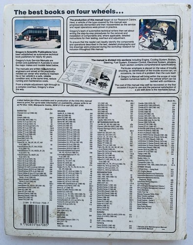 Gregory’s Manual Holden Commodore Lexcen V6 (No 249, 1988-92) HC Book, VGC - Picture 2 of 5