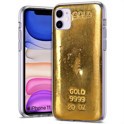 Thin Gel Phone Case Compatible for Apple iPhone 11, Gold Bar Bullion 3 Print,USA