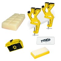 Toko Skihalterung+Plexiglasklinge+NylonbüRste+Universalwachs+Kantenschleifer