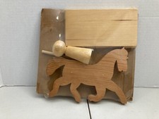 Vintage Antique Wooden Carousel Horse Toy Display Figurine - 14" x 7" x 5"