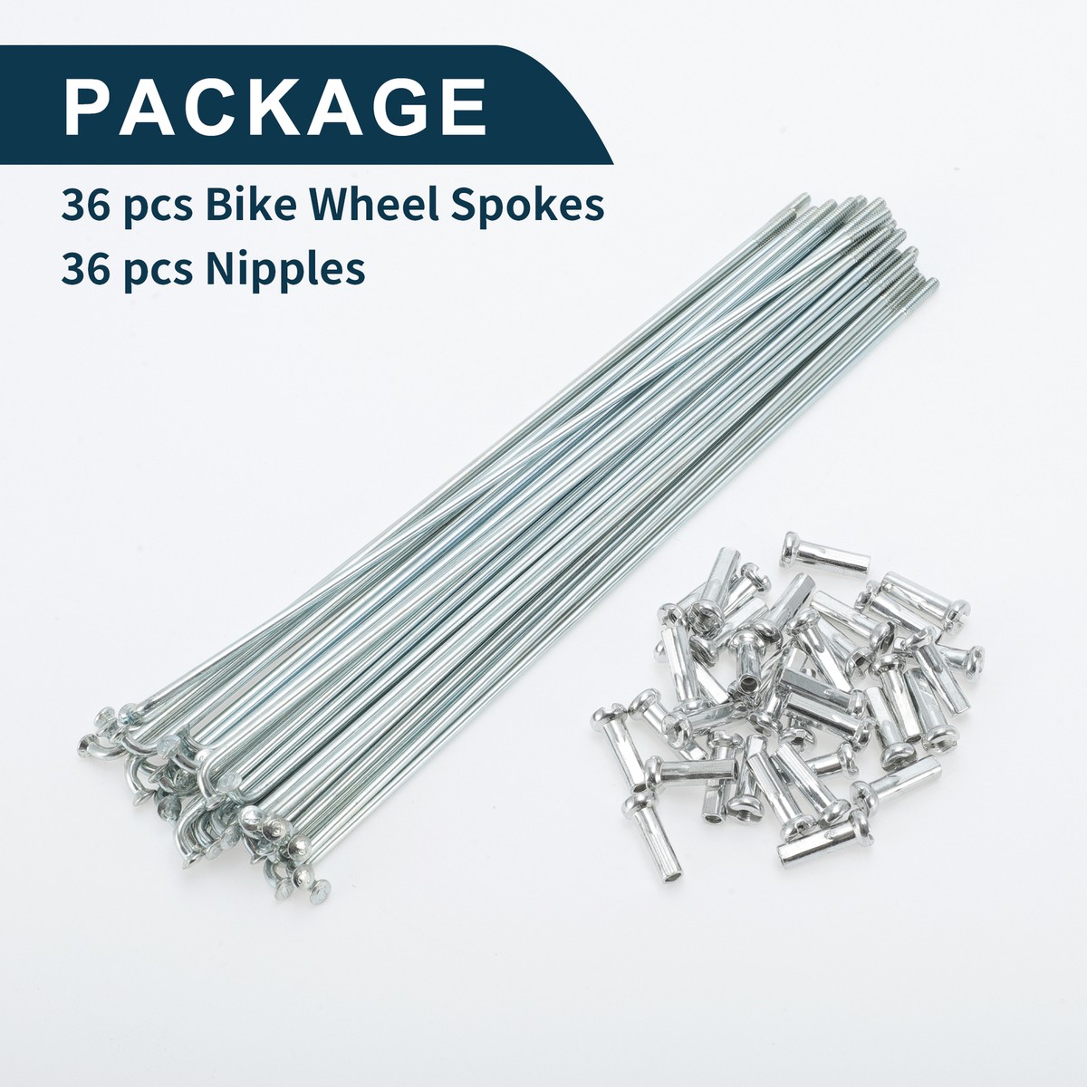 36 Set 12G Bicycle Spokes 119mm - 45 Steel Black Spokes With Nipples For Wheel Repair