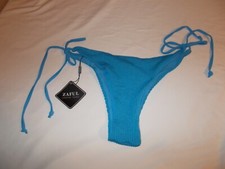 NWT Zaful Womens Size 8 Solid Blue Bikini Bottoms Ties at Hips Lined
