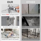 52-inch clear acrylic dog playpen with stainless steel locks, wear-resistant panels, and carpet base for easy cleaning.