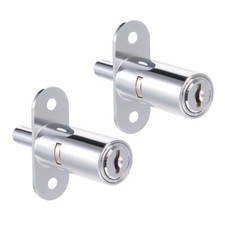 2pcs Drawer Desk Wardrobe Cabinet Push Plunger Lock 3/4" Cylinder 1-1/2"