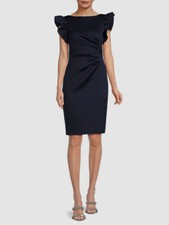 Eliza J Women's Blue Ruffle Sleeve Knee Pencil Dress Size 8