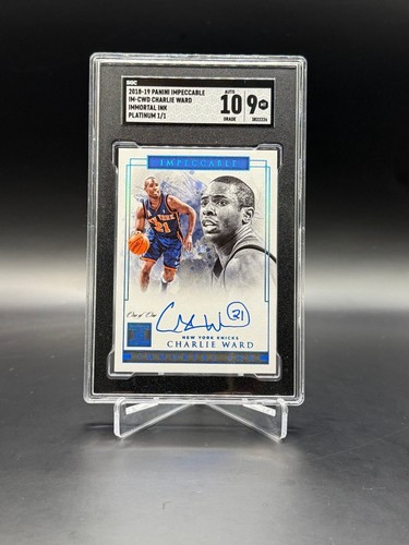 2018-19 Impeccable Charlie Ward PLATINUM 1/1 On Card Auto Knicks SGC 9/10