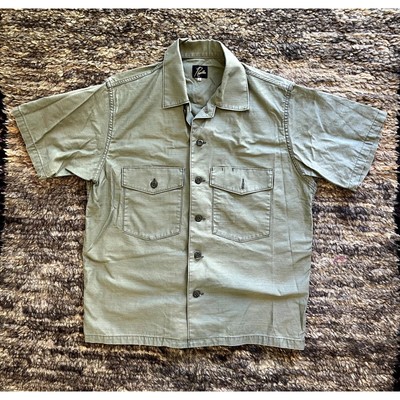 Needles Short Sleeve Fatigue Shirt Large Men Olive JDM Japanese 
