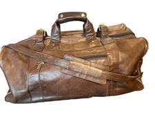 VTG Boulder Ridge Shafmaster Leather Company Brown Leather Duffle Bag