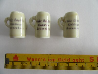 3 x mini beer mug Felix Bechter microbrewer Ravensburg ceramic for buttonhole
