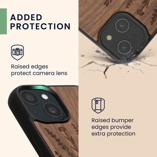Cover compatibile con iPhone 15 legno e bumper TPU - Foto 3 di 9