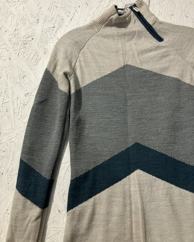 Smartwool Sweater Kids Small Mock Neck Dacono Ski Merino Wool Colorblock Blue - Picture 4 of 20