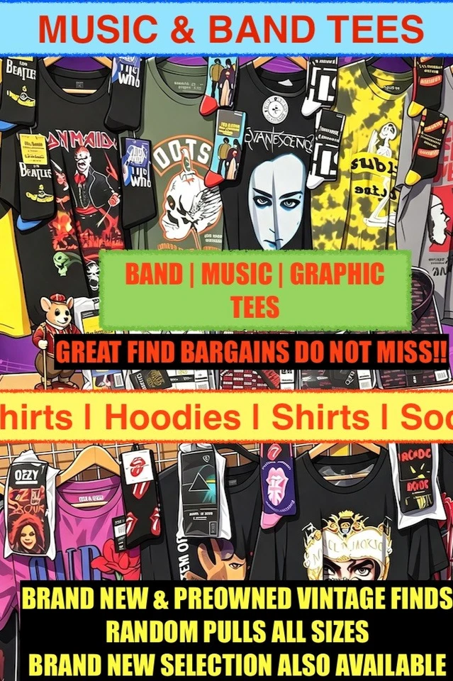 🎶NEW & Vintage BAND MUSIC TEES GNR MJ ACDC NIRVANA SLIPKNOT IRON MAIDEN 🔥