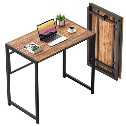 Folding Desk No-Assembly,31.5 in Small Desk for Small Spaces Computer Desk fo...