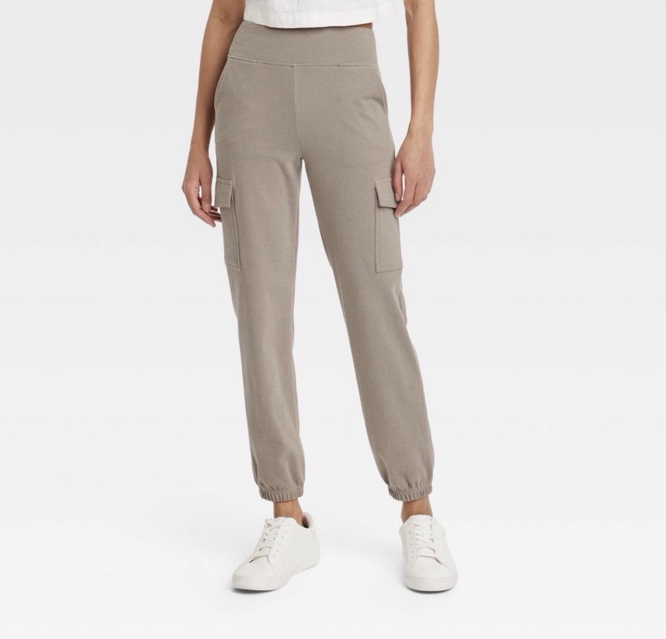 Women's Relaxed Fit Super Soft Cargo Joggers - A New Day Walnut Brown XL