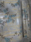 Vintage Foil Wallpaper  4 Rolls Blue Flowers 26” Wide Never Cut — photo 5