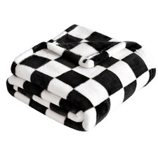 Yurhap Checkered Baby Blanket Fleece Blankets for Boys 30"x40", Black