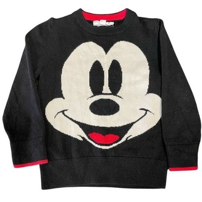 Baby Gap Black Disney Mickey Mouse Toddler Sweater Size 4 Years Red Trim