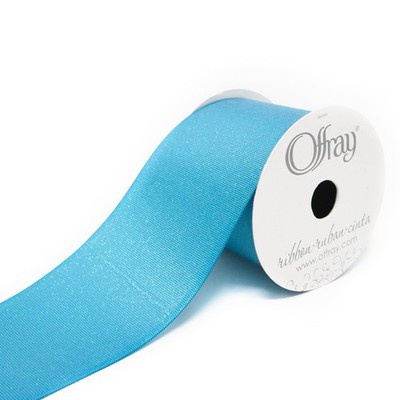 , 3 Glitter Grosgrain Ribbon, 10 Yards, Craft Ribbon, Cheer Ribbon Turquoise