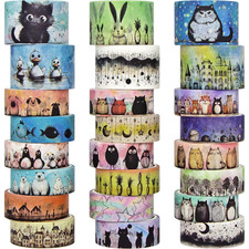Cute Washi Tape Set - 24 Rolls Kawaii Animals Decorative Washi Tape for Scrap...