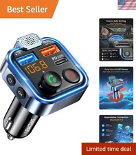 FM Transmitter with Hi-Fi Bass & Quick Charge USB Ports for Cars