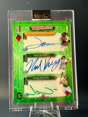Leo De Vries Nick Kurtz Jacob Wilson 2025 Wild Card Stacked Deck Trip Auto 1/1