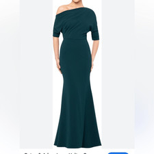 Betsy  Adam Green Scuba Crepe Off the Shoulder Trumpet Gown  8
