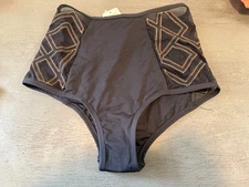 high waist NEW sheer sides black  L SPACE swimsuit bikini bottom size small