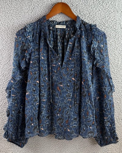 Camicetta donna Ulla Johnson seta Atiya taglia 2 blu