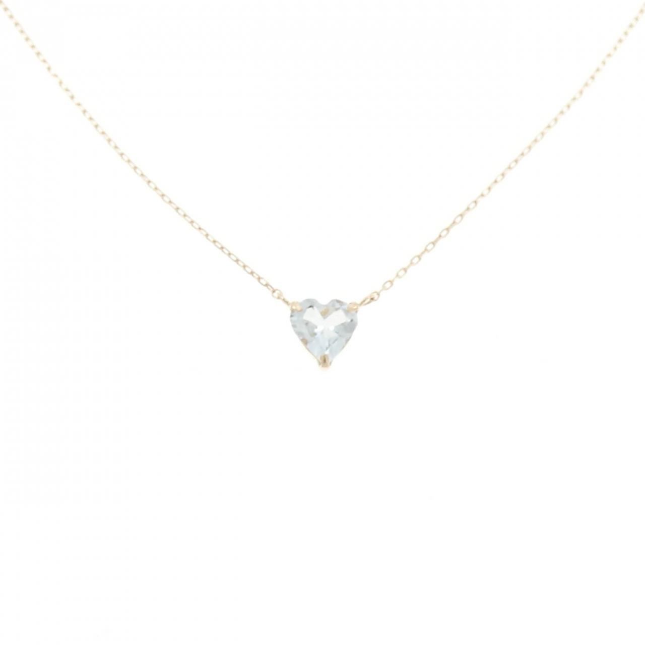 Authentic K10YG Heart Aquamarine Necklace 0.26CT #260-007-493-7301