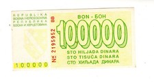 Bosnia BOSNIA Banknote 100000 DINARA 1993 P31 SARAJEVO WAR COIN NEW UNC