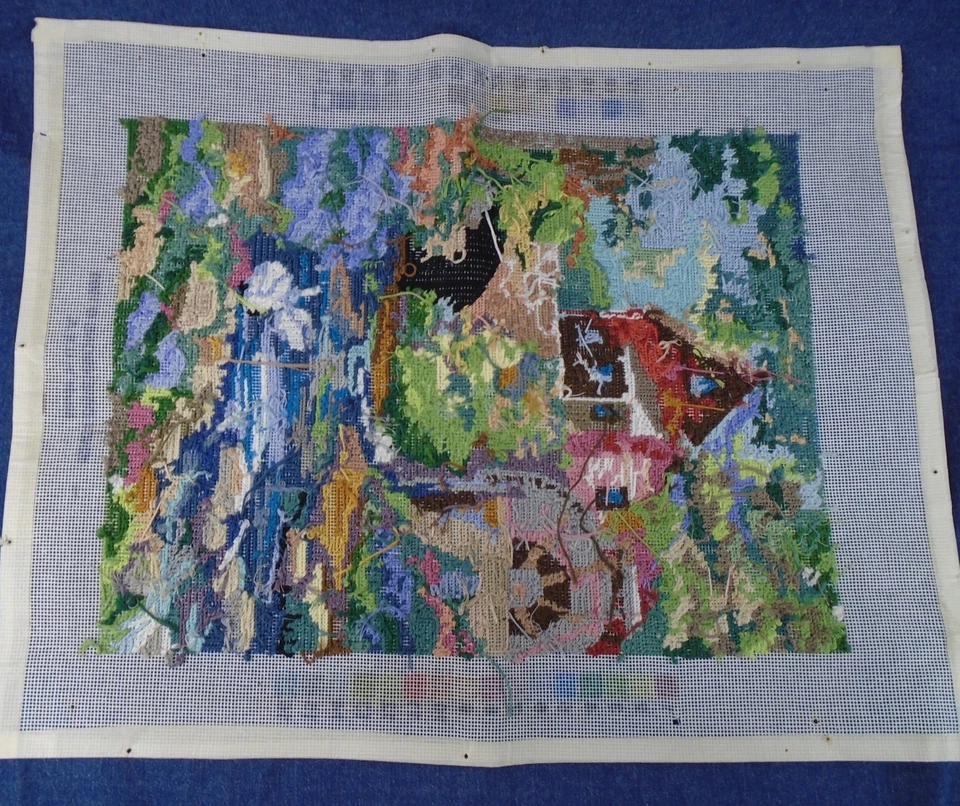 Old Mill Cottage Dimensions 2484 95% Completed Needlepoint 12x16" - Image 4 of 4