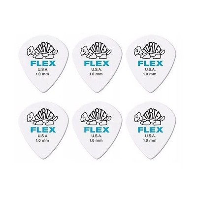 6 x Jim Dunlop Tortex FLEX JAZZ III 1,0 mm Gitarren-Plektren, 6er-Pack Qualitäts-Gitarrenplektren