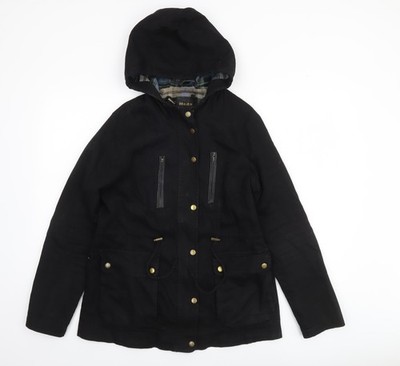 Modo Damenparka schwarz Baumwolle mit Kapuze UK 12