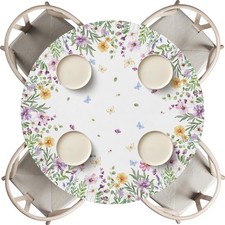 Horaldaily Spring Fitted Tablecloth 45"-56" Round Spring Daisy Elastic Edged