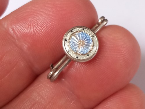 Kleine antike Brosche Sterlingsilber blau & weiß Guilloche Emaille - Bild 9 von 12