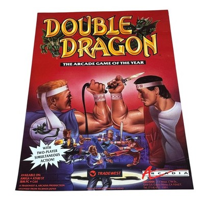 Vintage Double Dragon Arcade Game Poster Tradewest 80s Amiga Atari C64 Art