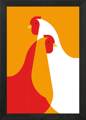 Huhn minimalistisch gerahmtes Wandbild Poster Leinwanddruck Bild