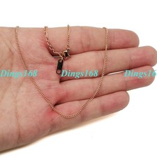 Men Women's Real 18K Rose Gold Filled 1mm Thin Italian Curb Chain Necklace P112R