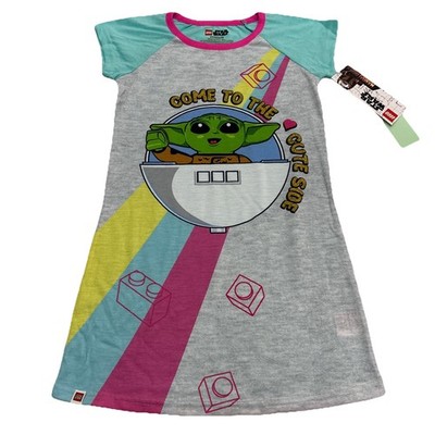 NWT   Lego Star Wars Mandalorian Grogu Baby Yoda Nightgown Sleep Shirt   Sz 6/6X