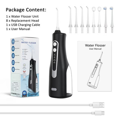 Cordless Water Flosser, Portable Dental Teeth Cleaner, 300ML Tank Rechargeable D