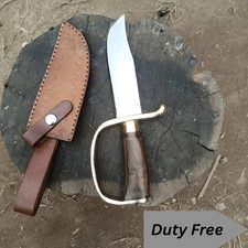 Custom Handmade Carbon Steel D-Guard Bowie Knife Hunting Survival Knife W/Sheath