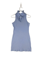 Wild Fable Womens Sleeveless Mini Dress Ribbed Knit Collar Size M Blue