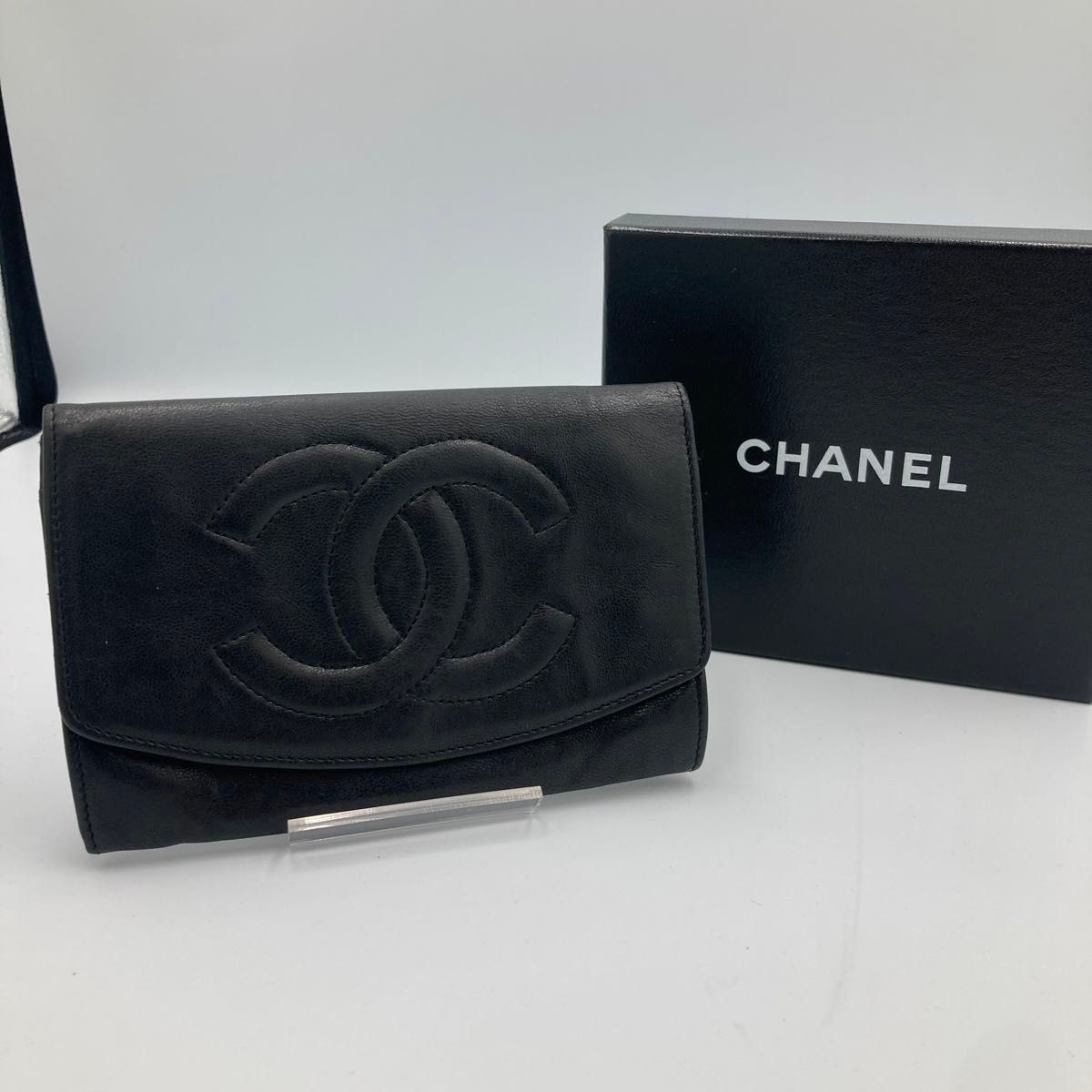 CHANEL Coco Mark Black Wallet XJ958606 in Excellent Condition  