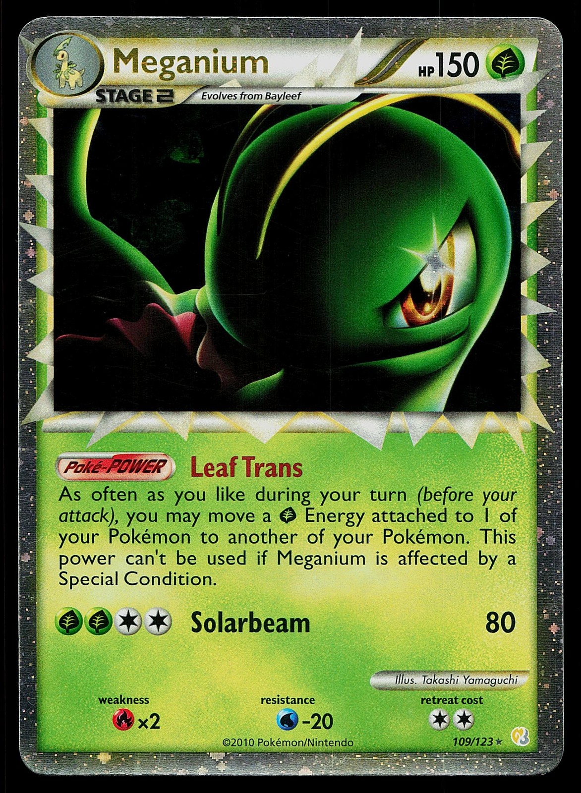 Pokemon Card HeartGold & SoulSilver Meganium 109/123 Rare Prime