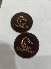 Ducks Unlimited Leather Shot glass Sized  Coaster Pair
