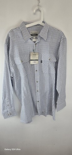 Mens Champion Tattersall Shirt 100% Cotton Blue Check Long Sleeve Classic XL New - Picture 1 of 11