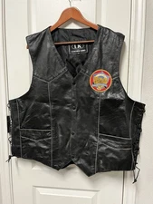 LEATHER KING SIZE 56 4XL Leather Biker Vest Eagle Engine, LIVE TO RIDE Embossed
