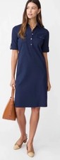 J MCLAUGHLIN Yolanda Dress Navy Blue Textured Jacquard Shift Knee Length